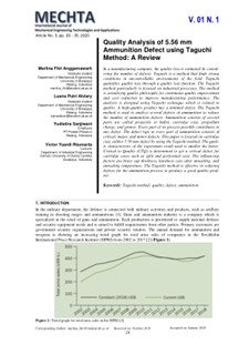 利用田口法对5.56毫米弹药缺陷进行质量分析  quality analysis of 5.56 mm ammunition defect using taguchi method  国际机械工程技术与应用期刊，2020年，7页