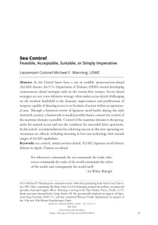 制海：可行、可接受、适当或十分迫切  sea control：feasible, acceptable, suitable, or simply imperative  高级军事研究期刊，2020年，23页